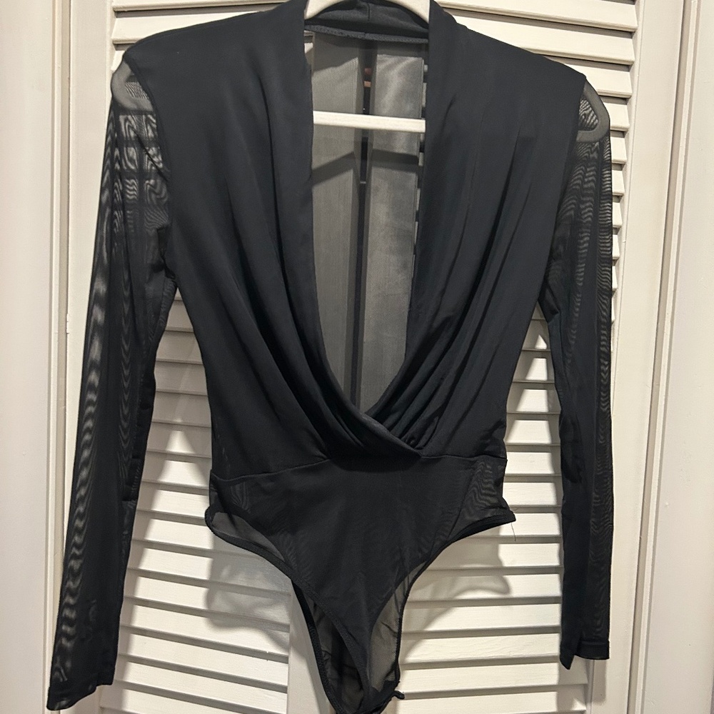 NWOT Women's Cheer Mesh See through Leotard Bodysuit Top